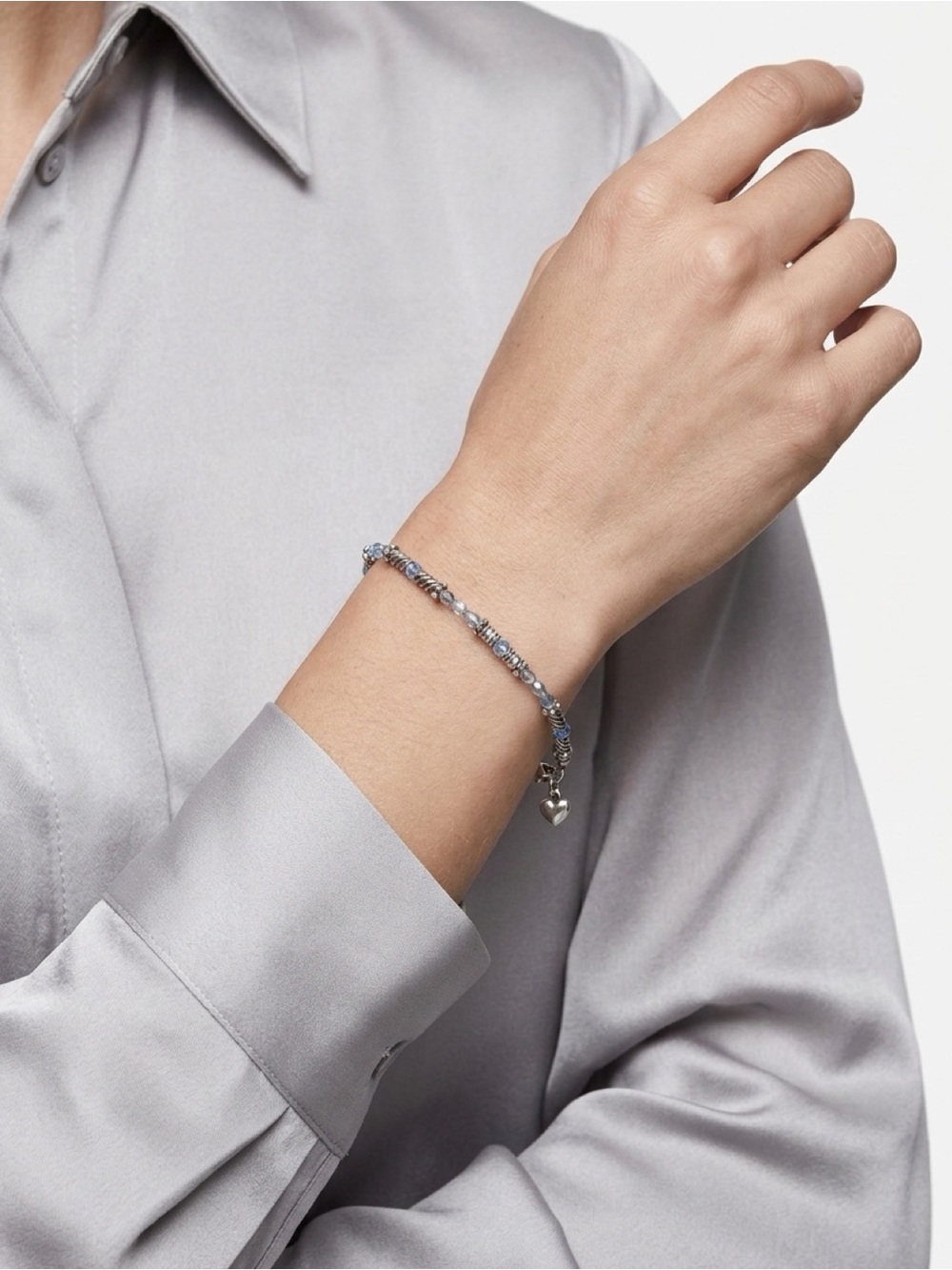 Brighton Silver-Tone Bracelet with Light Blue and Cobalt Accents Halo Light - Picture 3 of 9